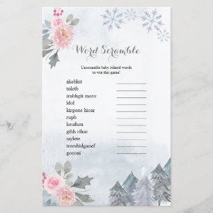 Word Scramble Game Winter Floral Schneeflocken