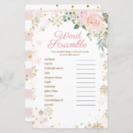 Word Scramble Game Winter Pink Floral Schneeflocke
