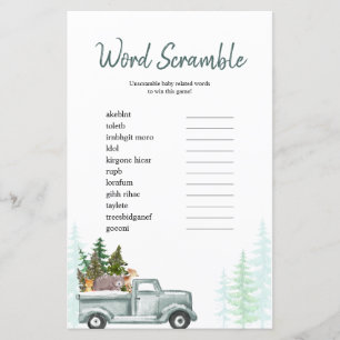 Word Scramble Game Winter Woodland Pine Trees