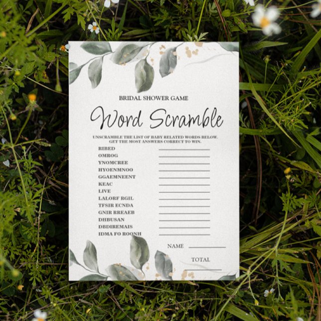 Word Scramble Greenery Bridal Game (Von Creator hochgeladen)