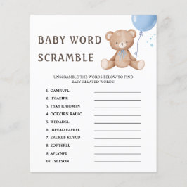 Word Scramble Teddy Bear Balloon Baby Showspiel