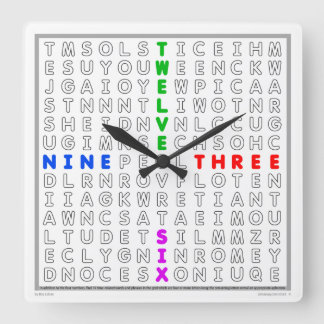 Word Search Clock mit herunterladbarem Puzzle (Far Quadratische Wanduhr