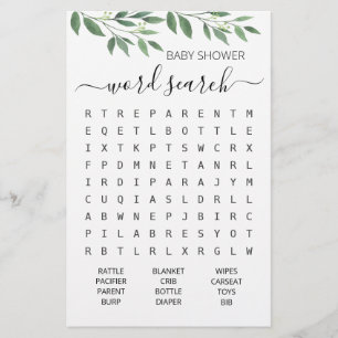 Word Search Game Baby Shooting Party