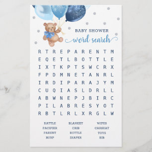 Word Search Game Baby Shooting Teddy Bear