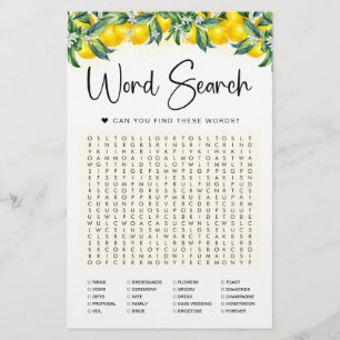 Word Search Game Lemon Brautparty Card