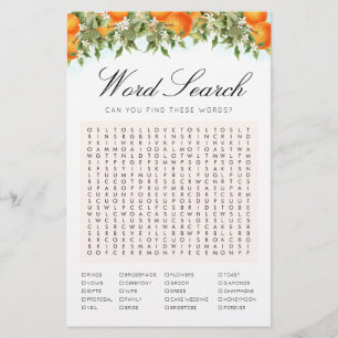 Word Search Orange Game Brautparty Card