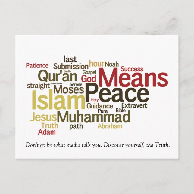 wordle-islam dawah postcard postkarte (Vorderseite)