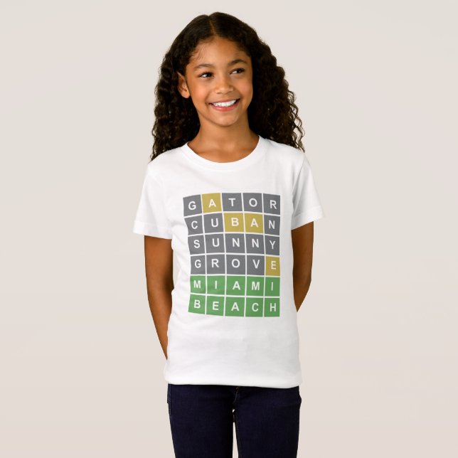 Wordle Puzzle "Miami Beach" T - Shirt 4 (Vorne ganz)