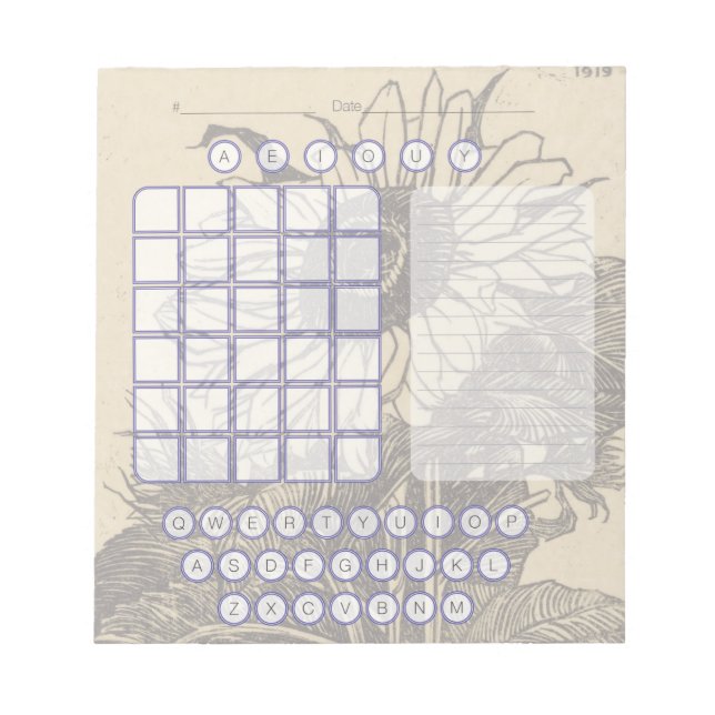 Wordle Scratch Pad Notepad - Sonnenblume Notizblock (Vorderseite)