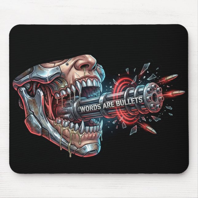 Words Are Bullets – Cyberpunk Free Speech Mousepad (Vorne)