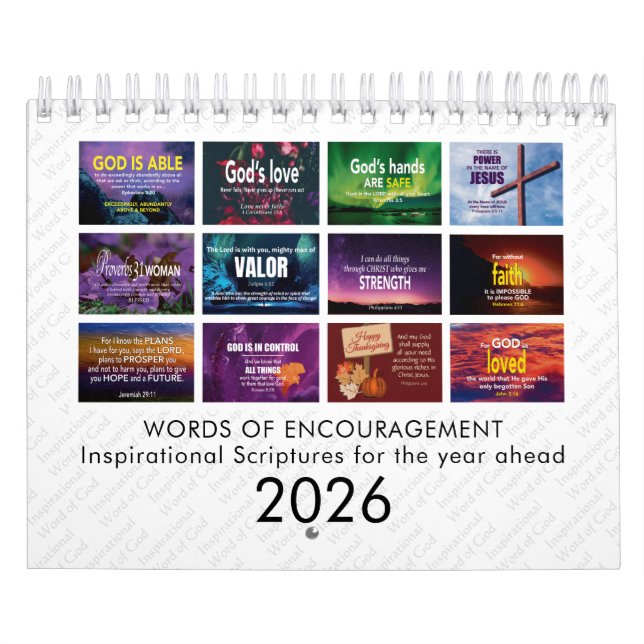 WORDS OF ENCOURAGEMENT Bible Verses Custom 2026 Kalender (Titelbild)