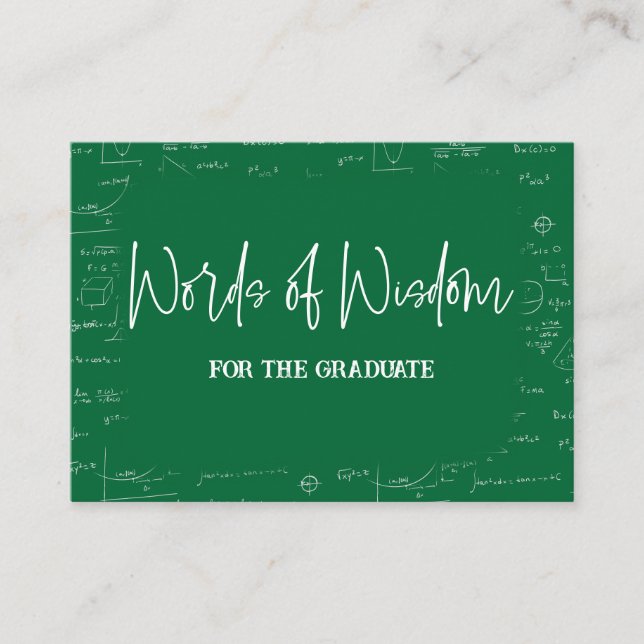 Words of Wisdom Green Math Graduation Advice Begleitkarte (Vorderseite)