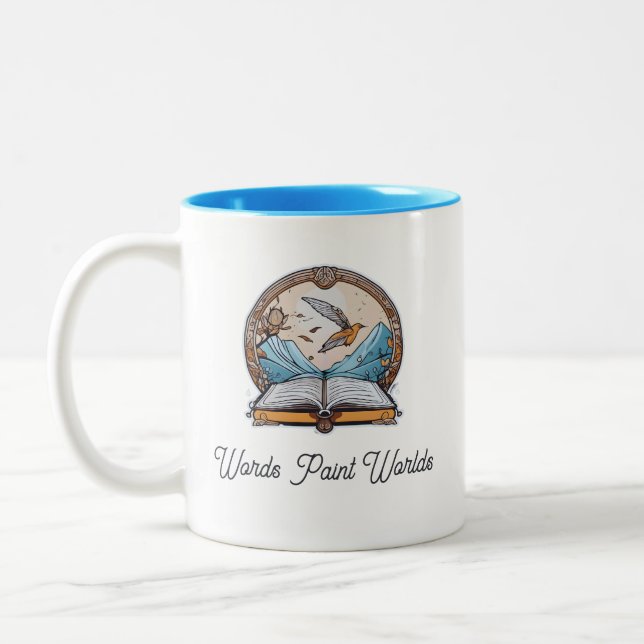 Words Paint Worlds-Tasse Zweifarbige Tasse (Links)
