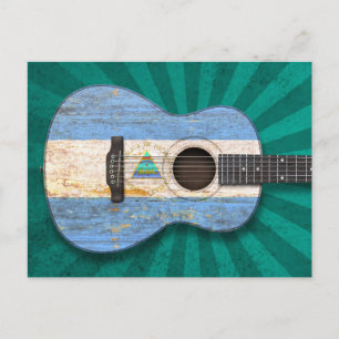 Worin Nicaraguan Flag Acoustic Guitar, aquamarin Postkarte