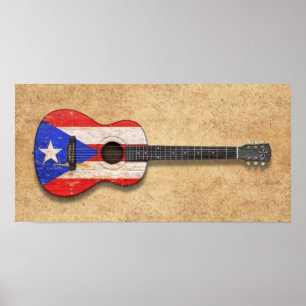 Worin Puerto Rico Flag Acoustic Guitar Poster