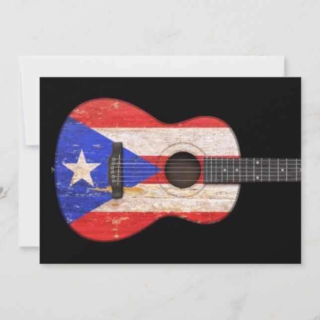 Worin Puerto Rico Flag Acoustic Guitar, schwarz (Vorderseite)