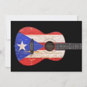 Worin Puerto Rico Flag Acoustic Guitar, schwarz