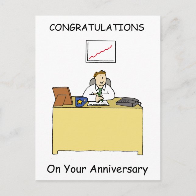 Work Anniversary Congratulations for Male Postkarte (Vorderseite)