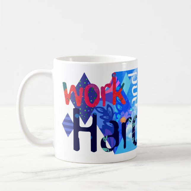 "Work&Be" blaue Tasse (Links)