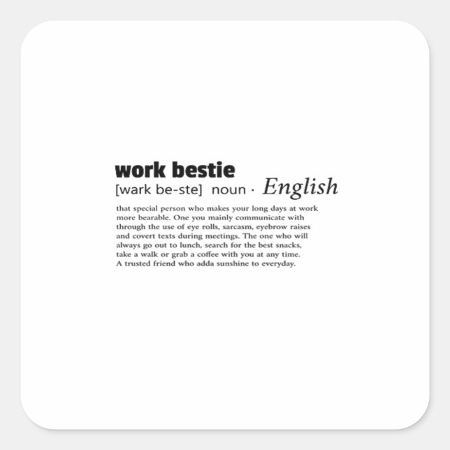 Work Bestie Classic Chill Quadratischer Aufkleber (Vorderseite)