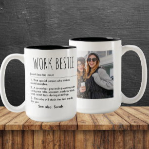 Work Bestie Definition Funny Individuelle Name & F Zweifarbige Tasse