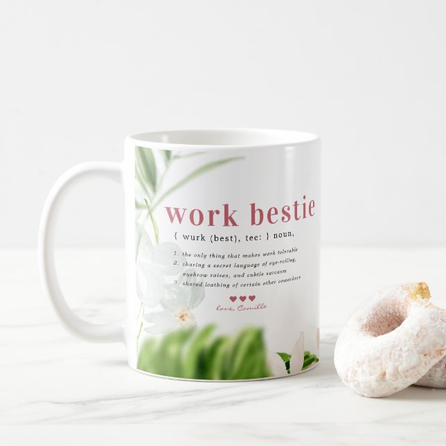 Work Bestie | Monogram Coworker Coffee Tasse (Mit Donut)