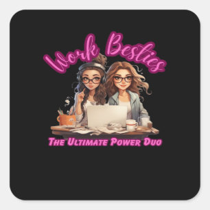 Work Besties Ultimate Energy Duo Quadratischer Aufkleber