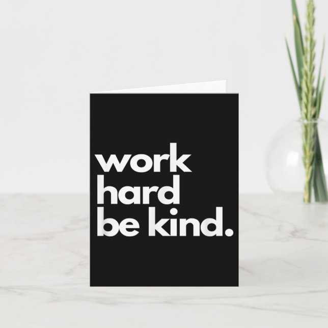 Work Hard Be Kind Insrational Motivational Workout Karte (Vorderseite)