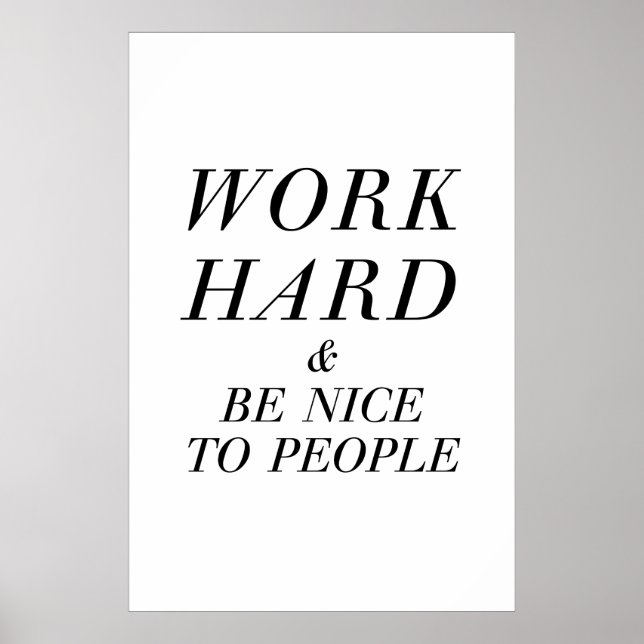 Work Hard & Be Nice Italia Poster (Vorne)