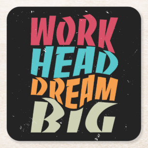 Work Hard Dream Big Rechteckiger Pappuntersetzer