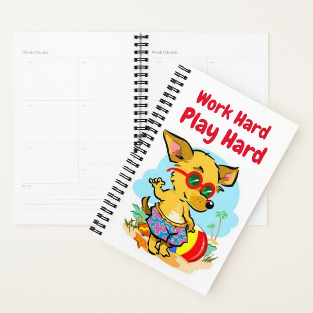 "Work Hard Play Hard" Funny Beach Dog Journal Planer (Anzeige)