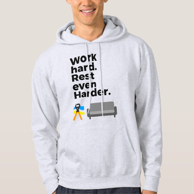 Work Hard Rest Even Harder Minimal Quote Design Hoodie (Vorderseite)
