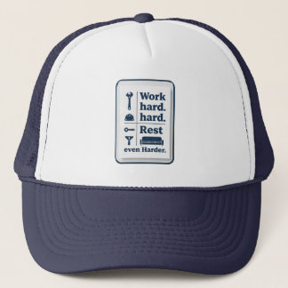 Work Hard Rest Even Harder Minimal Worker Design Truckerkappe