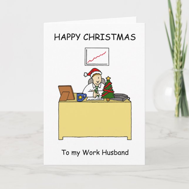 Work Husband Happy Christmas Feiertagskarte (Vorderseite)