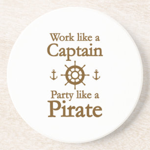 Work Like A Captain Party Like A Pirate Sandstein Untersetzer