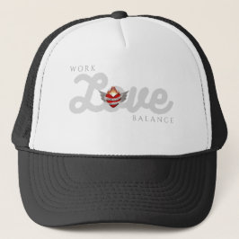 WORK LOVE BALANCE in grey script lettering Truckerkappe