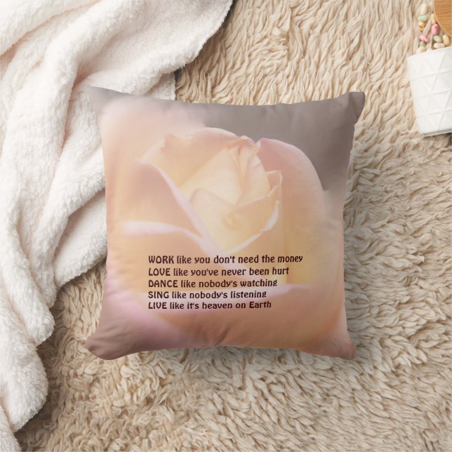 Work Love Dance Soft Rose Inspirational Quote  Kissen (Decke)