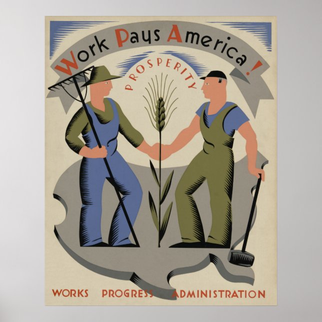Work Pays America Vintag WPA Poster (Vorne)
