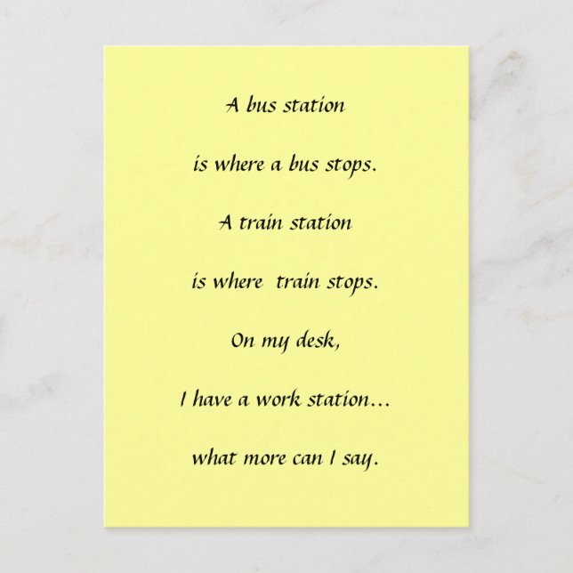 Work Stops Postkarte (Vorderseite)