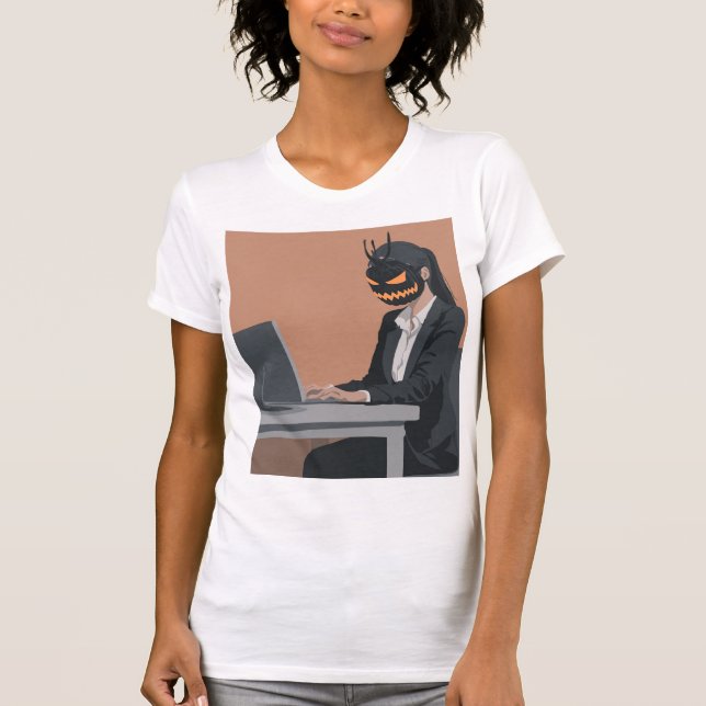 Work Till You Drop – Skeleton Office Humor Hallowe T-Shirt (Vorderseite)