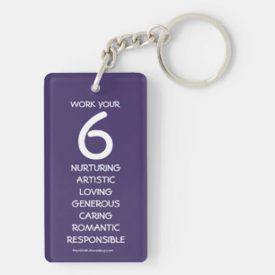 "Work your 6" Numerology Key Chain for Number 6 Schlüsselanhänger