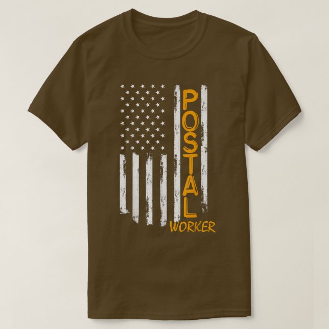 Worker American Distressed Flag US Postal Service  T-Shirt (Design vorne)