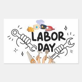 Workers Labor Day Tool Hands Vinyl Decal Rechteckiger Aufkleber