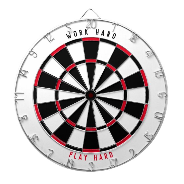 "WORKHARD PLAY HARD" Office Game Room Black/Red D Dartscheibe (vorne)