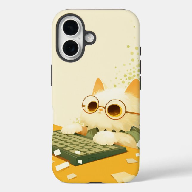 Working Cat Phone Case, Apple iPhone 16, Tough Case-Mate iPhone Hülle (Rückseite)