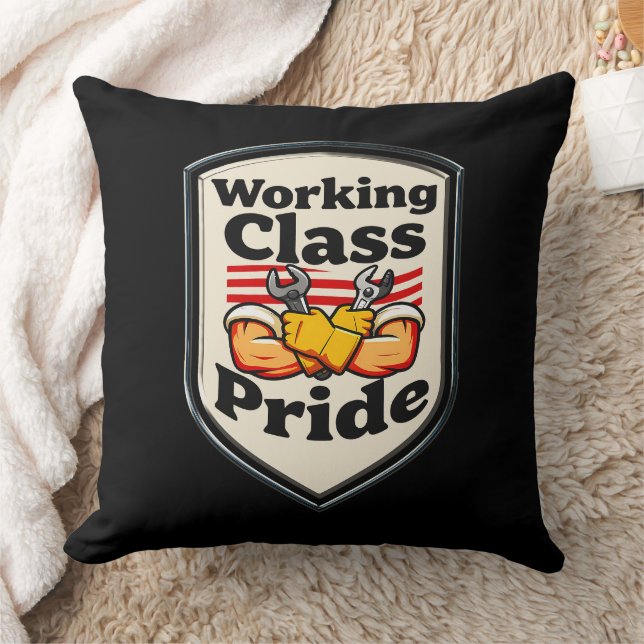 Working Class Pride Badge – Blue Collar Worker Kissen (Decke)