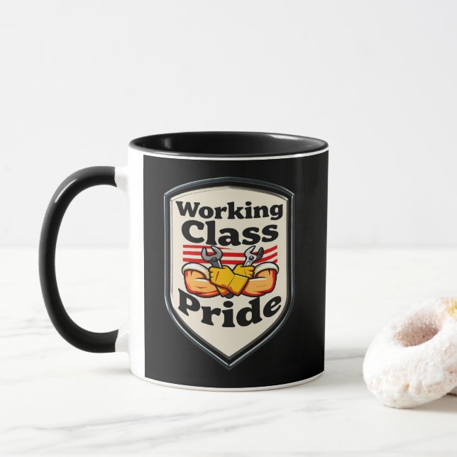 Working Class Pride Badge – Blue Collar Worker Tasse (Mit Donut)
