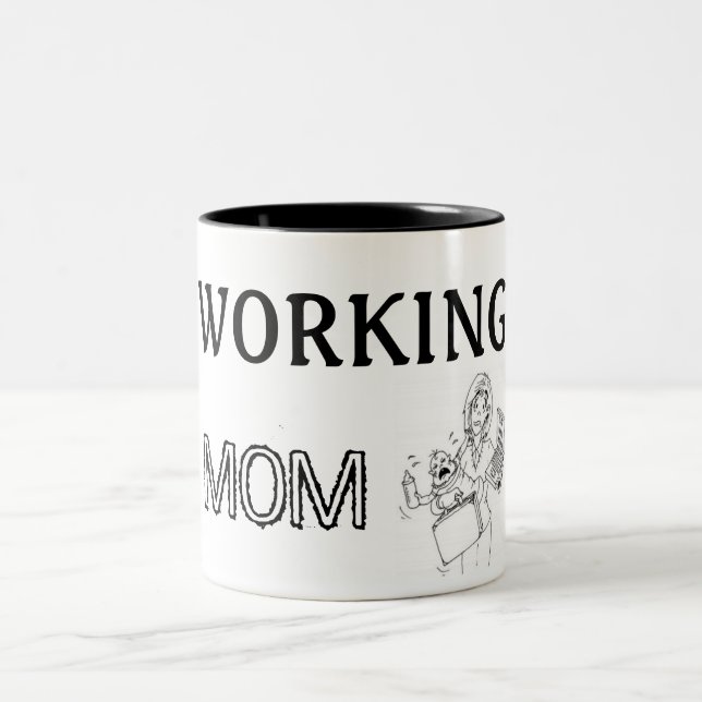 Working Mom zerteilt Zweifarbige Tasse (Mittel)