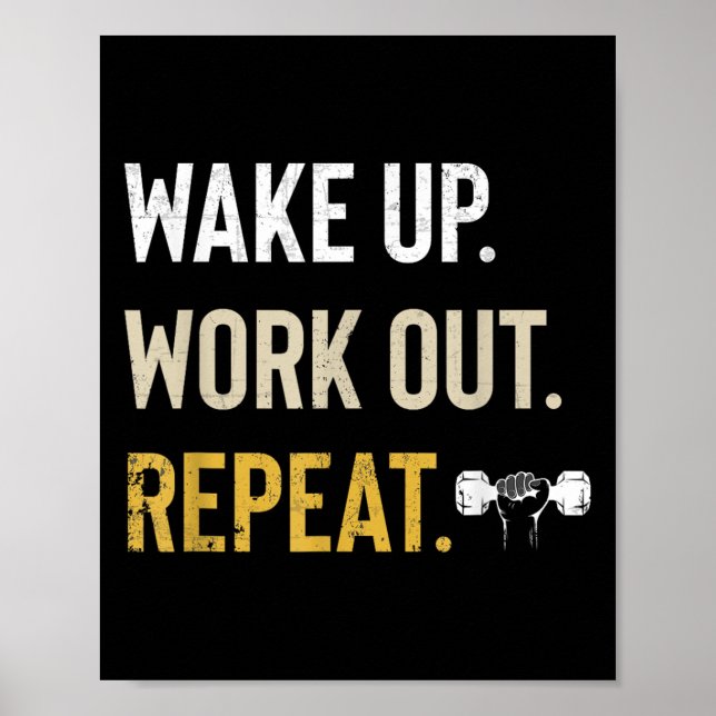 Workou Wake Up Insrational And Motivational Gym Gi Poster (Vorne)