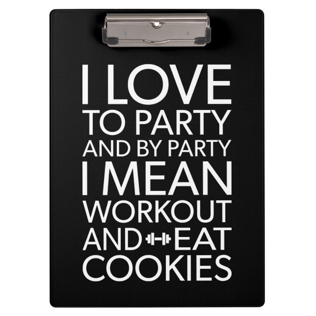 Workout and Eat Cookies - Funny Novelty Gym Klemmbrett (Vorderseite)